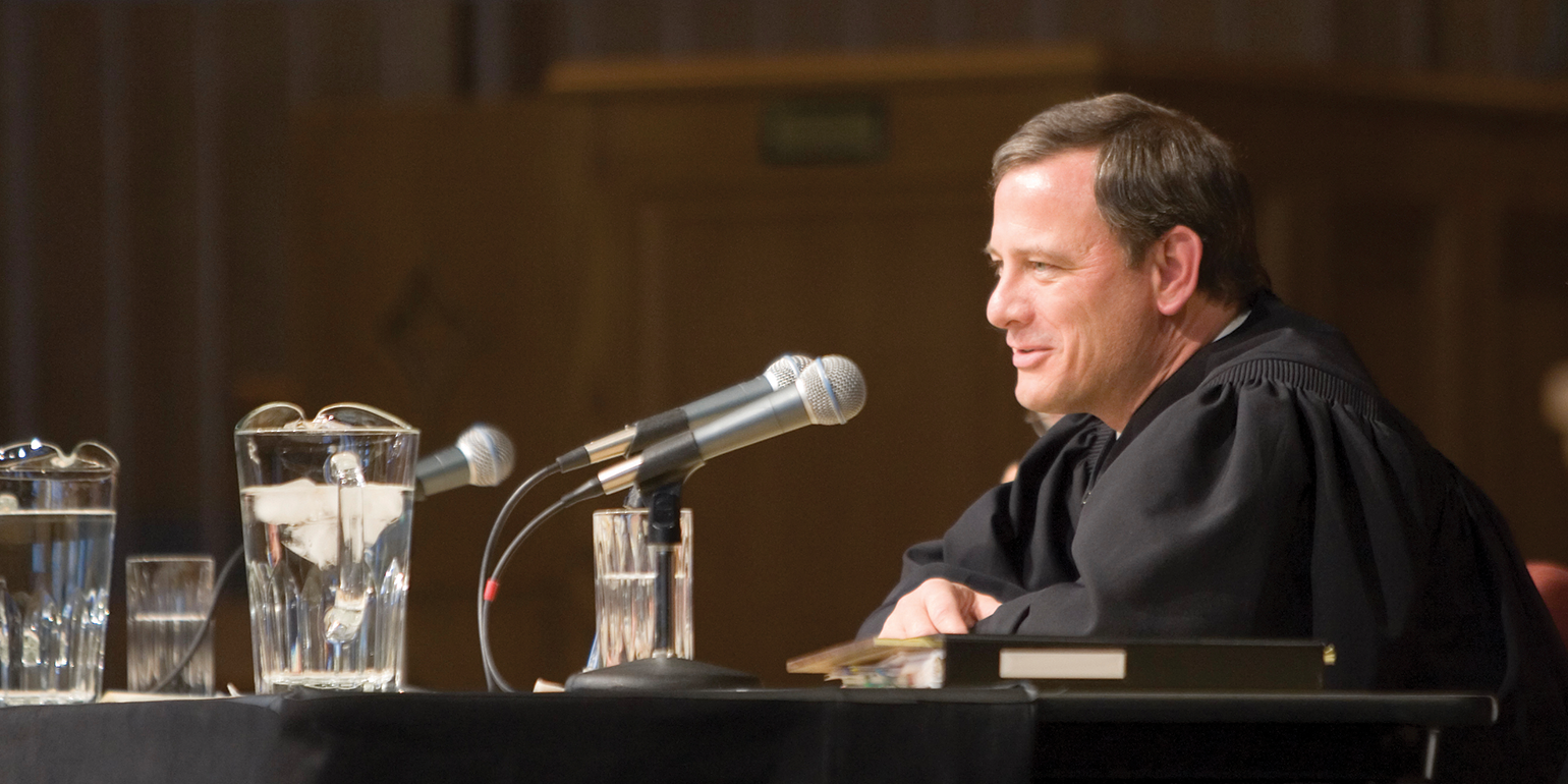 Justice John Roberts kept his promise to judge a Wake Forest Law competition, visiting the campus in 2005.